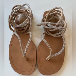 Zara Elegant Tan and Silver Women's Sandals
